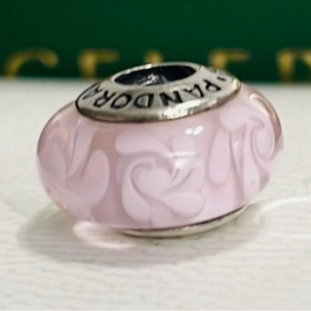 Pandora Pink Powder Blooms Murano Charm